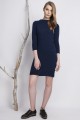 Classic, knitted dress with high collar, navy