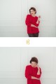 Bawełniany, prosty sweter, czerwony