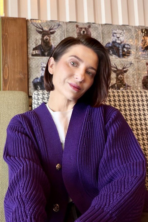 Bawełniany kardigan z trzema guzikami, fioletowy