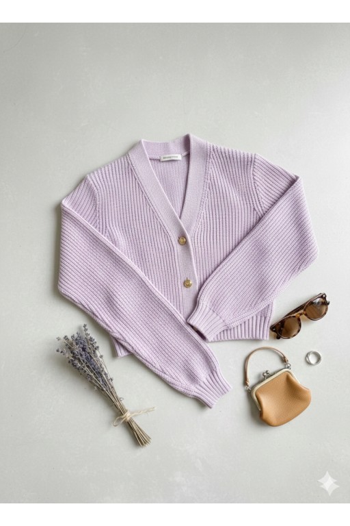 Kardigan z trzema guzikami, różowy