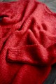 Gładki sweter z moherowym włosiem, czerwony